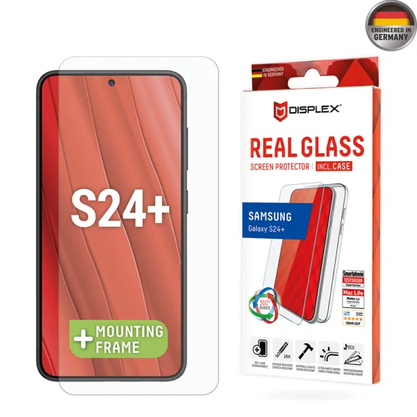 Displex - Premium [Pack] Real Glass + Case - Samsung Galaxy S24 Plus - Clear