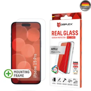 Displex - Premium [Pack] Real Glass + Case - iPhone 15 Pro - Clear