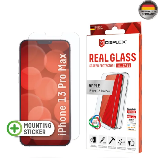 Displex - Premium [Pack] Real Glass + Case - iPhone 13 Pro Max - Clear