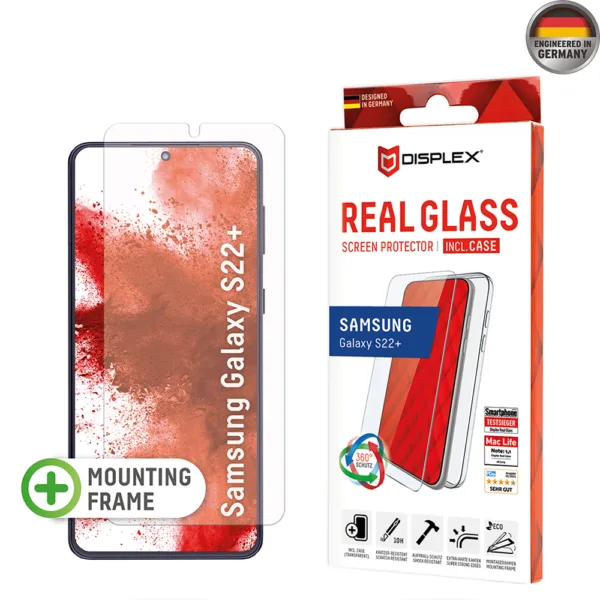 Displex - Premium [Pack] Real Glass + Case - Samsung Galaxy S22 Plus 5G - Clear