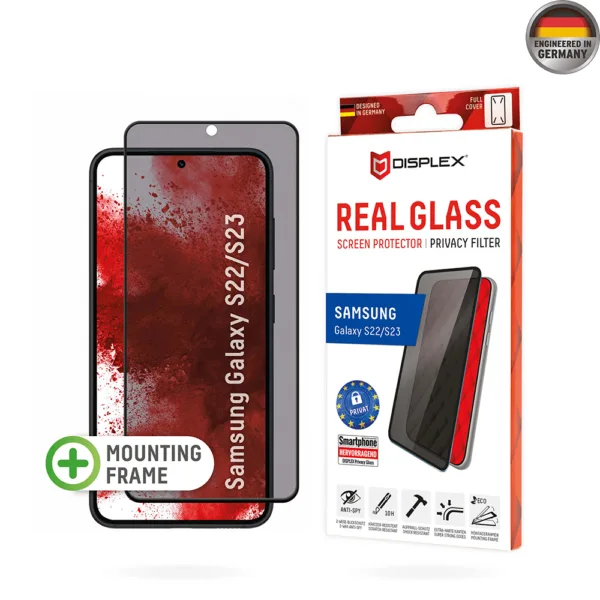 Displex - Premium Real Glass Privacy Full Cover - Samsung Galaxy S22 5G / S23 - Black