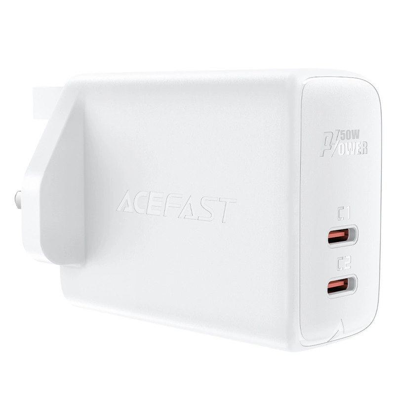 Acefast GaN charger (UK plug) 2x USB Type C 50W