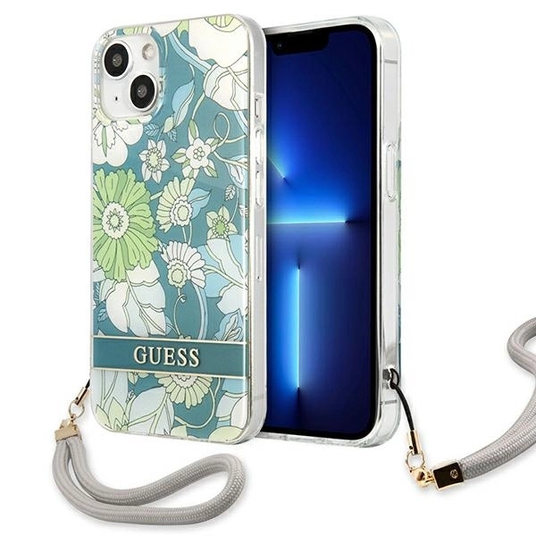 Guess GUHCP13MHFLSN iPhone 13 6.1" green/green hardcase Flower Strap