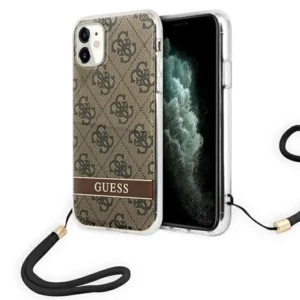 Guess GUOHCN61H4STW iPhone 11 brown/brown hardcase 4G Print Strap