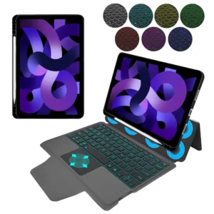 Techsuit - KeyTab Pro (with RGB Wireless Keyboard/Stylus Pen Holder) - iPad Air 4 (2020)/Air 5 (2022)/Air 11 (2024) - Black