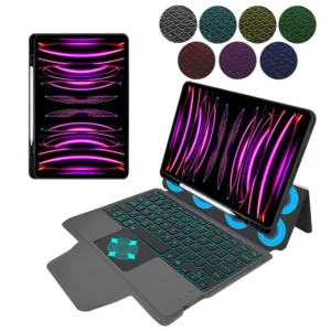 Techsuit - KeyTab Pro (with RGB Wireless Keyboard/Stylus Pen Holder) - iPad Pro 11 (2018 / 2020 / 2021 / 2022) - Black