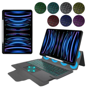 Techsuit - KeyTab Pro (with RGB Keyboard/Stylus Pen Holder) - iPad Pro 12.9 (2018/2020/2021/2022) / Air 13 (2024) - Black