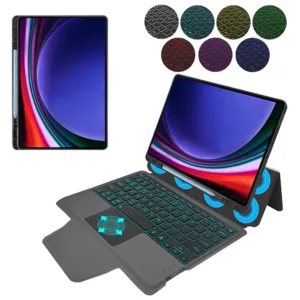 Techsuit - KeyTab Pro (with RGB Wireless Keyboard/Stylus Pen Holder) - Samsung Galaxy Tab S9 Plus / S10 Plus - Black