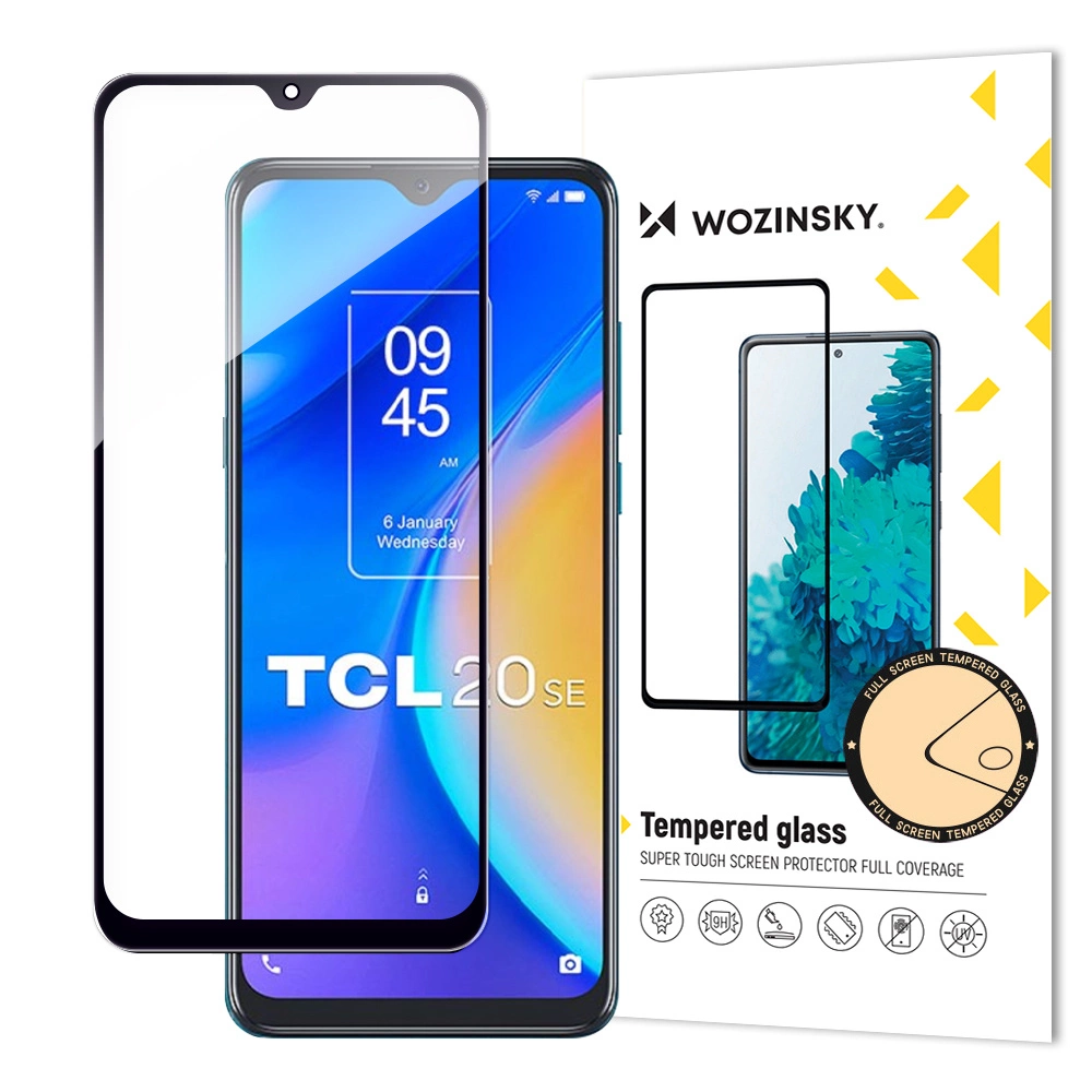 Wozinsky Full Glue Tempered Glass Tempered Glass for TCL 20 SE 9H Full Screen with Black Frame