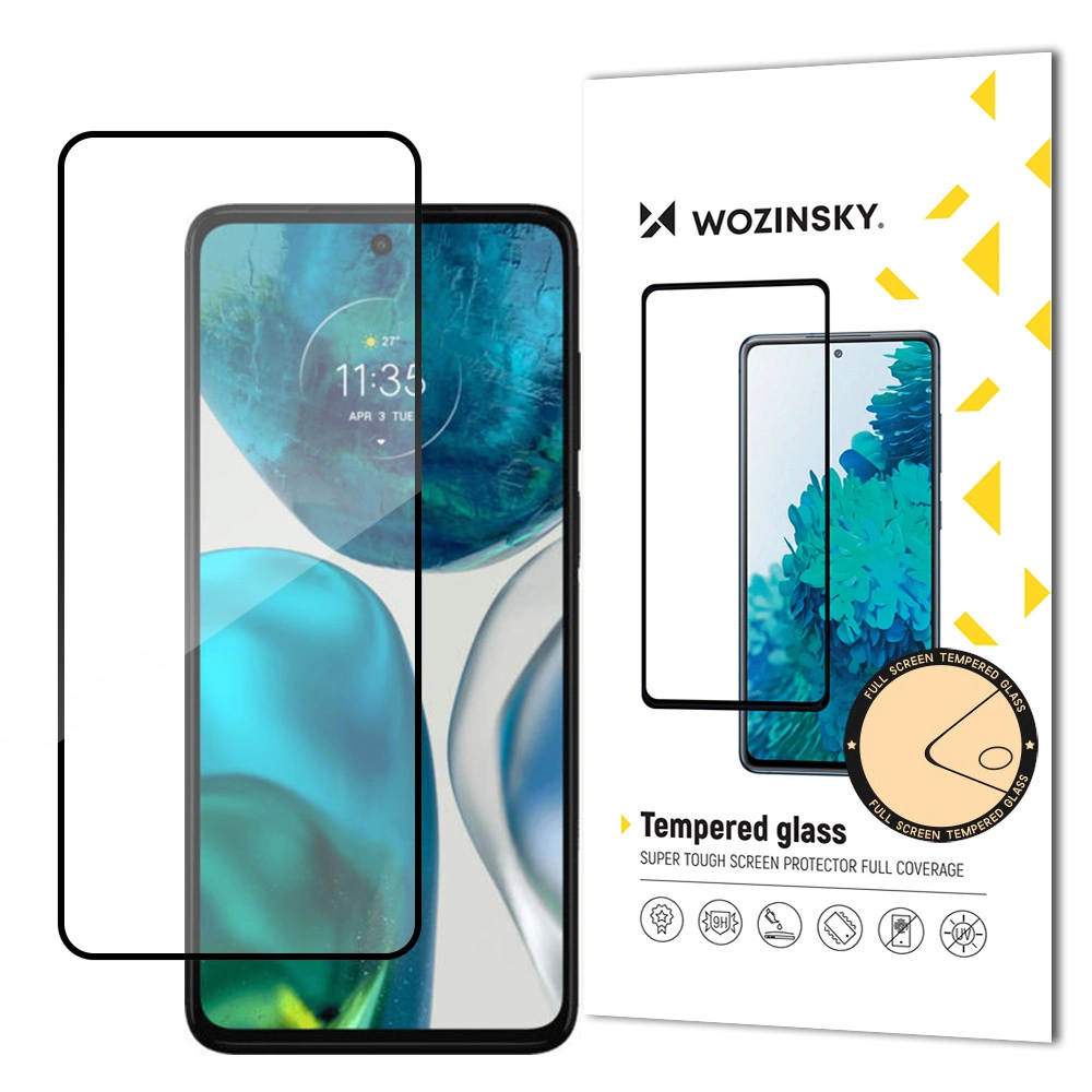 Wozinsky Super Durable Full Glue Full Screen Tempered Glass with Frame Case Friendly Motorola Moto G52 Black