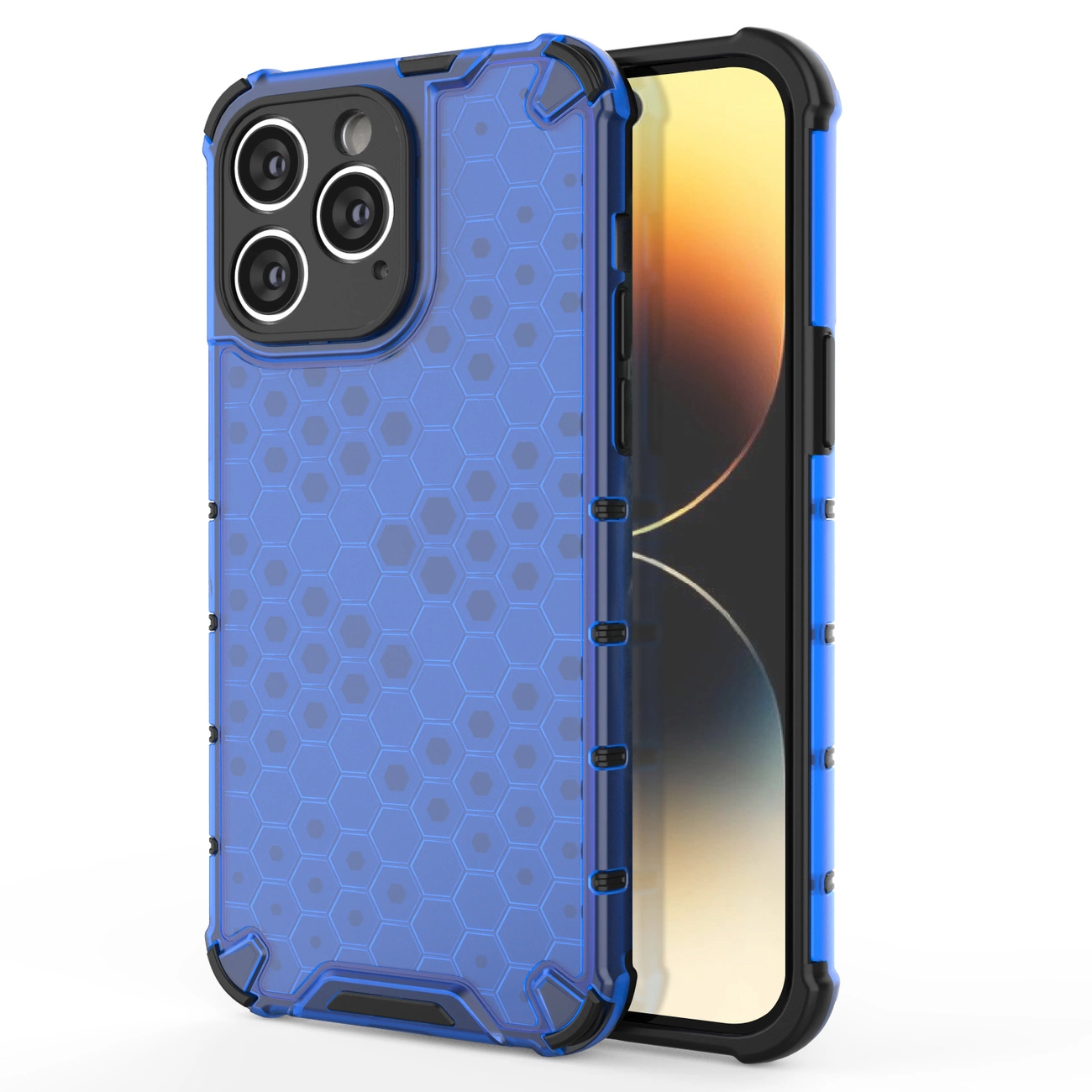 Honeycomb case for iPhone 14 Pro armored hybrid cover blue