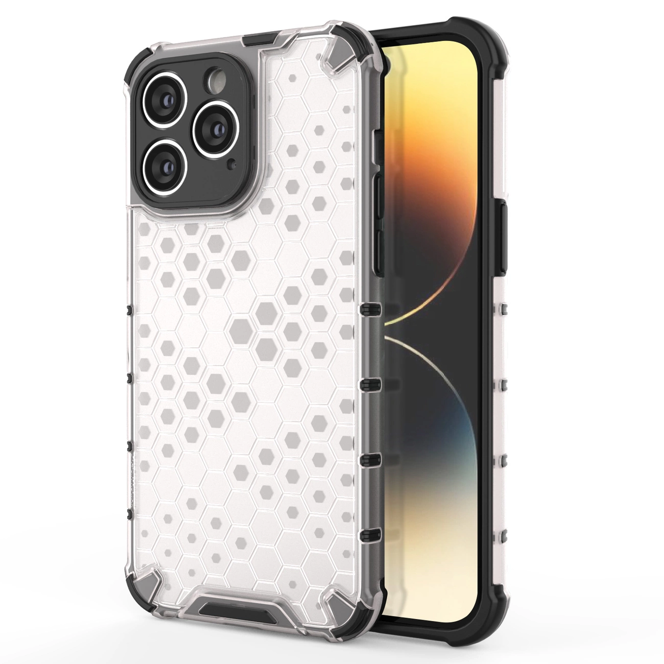 Honeycomb case for iPhone 14 Pro armored hybrid cover transparent