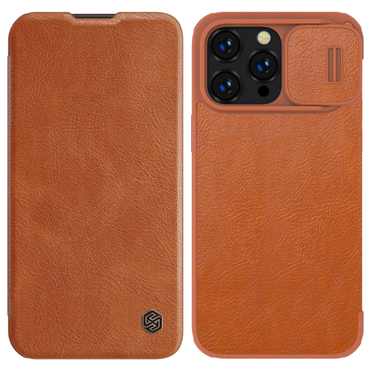 Nillkin Qin Leather Pro Case iPhone 14 Pro Camera Cover Holster Cover Flip Case Brown