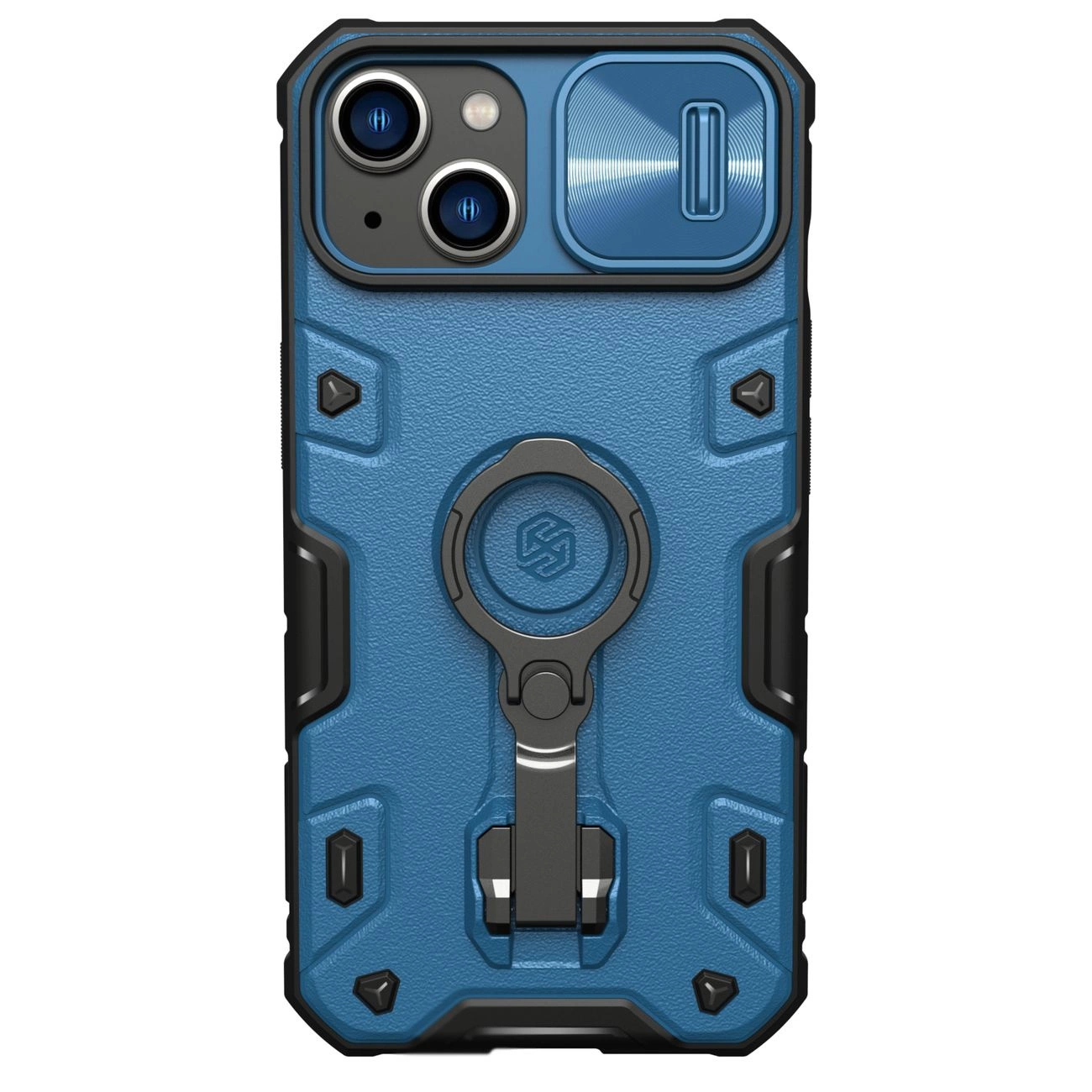 Nillkin CamShield Armor Pro Case iPhone 14 Plus armored cover with camera cover ring stand blue