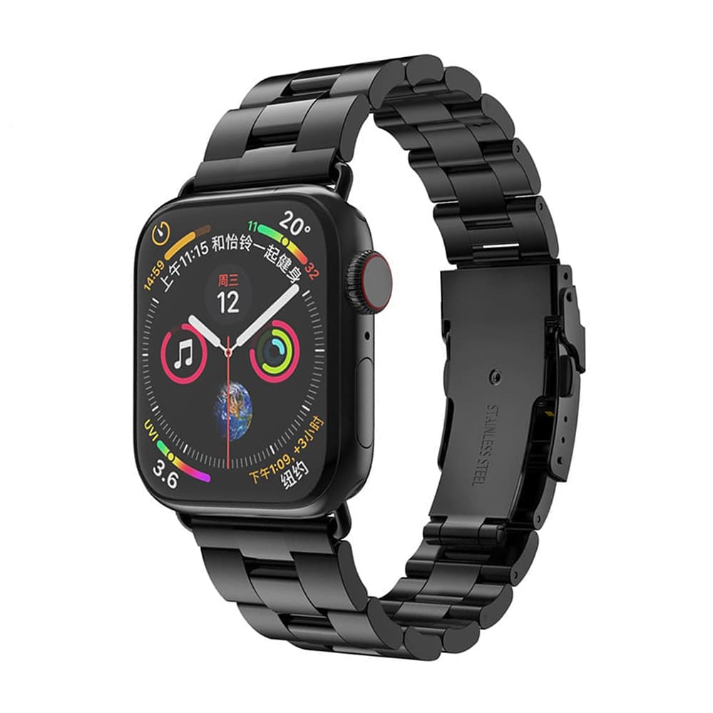 Techsuit - Watchband (W036) - Apple Watch 1/2/3/4/5/6/7/8/9/10/SE/SE 2 (38/40/41/42mm) - Black