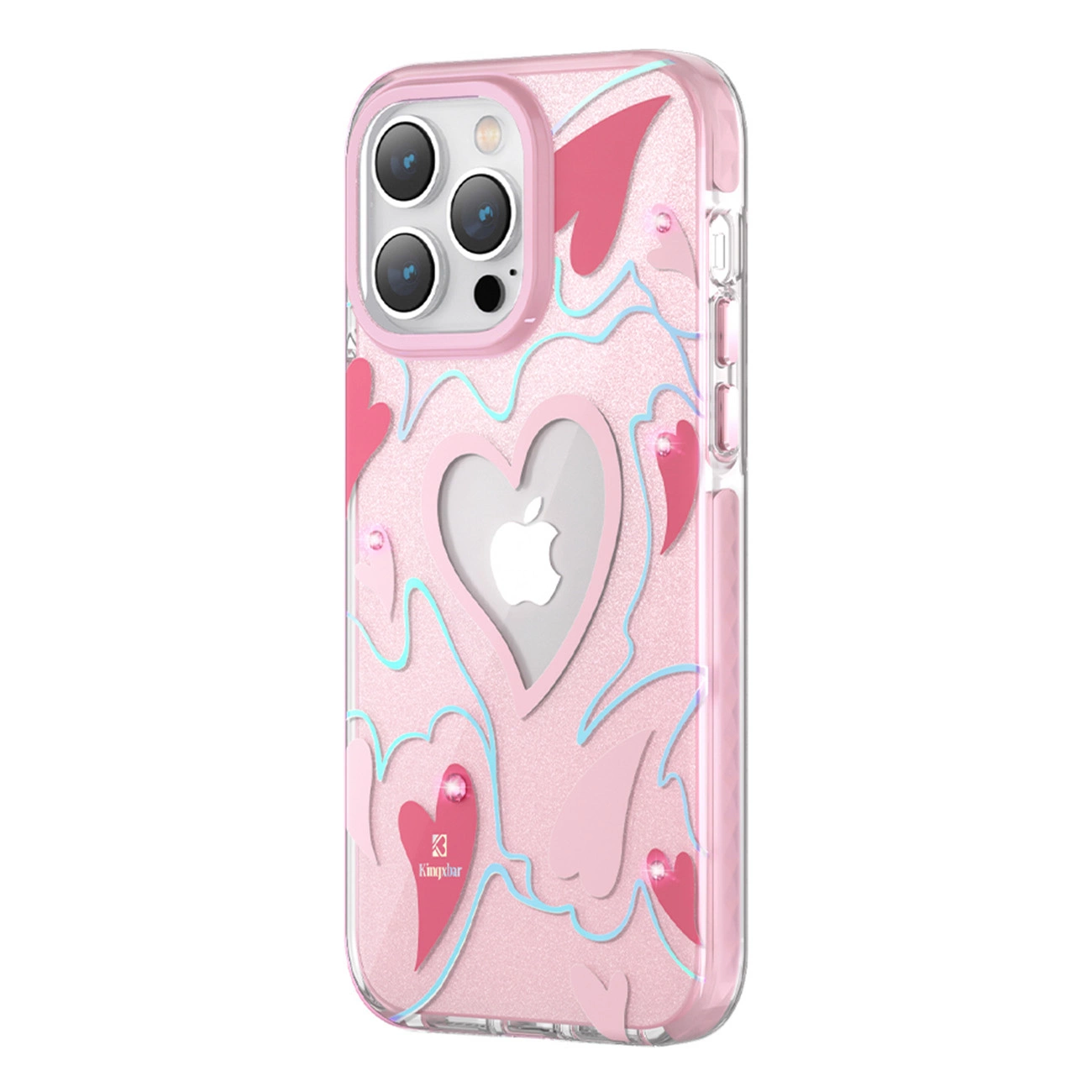 Kingxbar Heart Star Series case for iPhone 14 Pro Max pink heart case