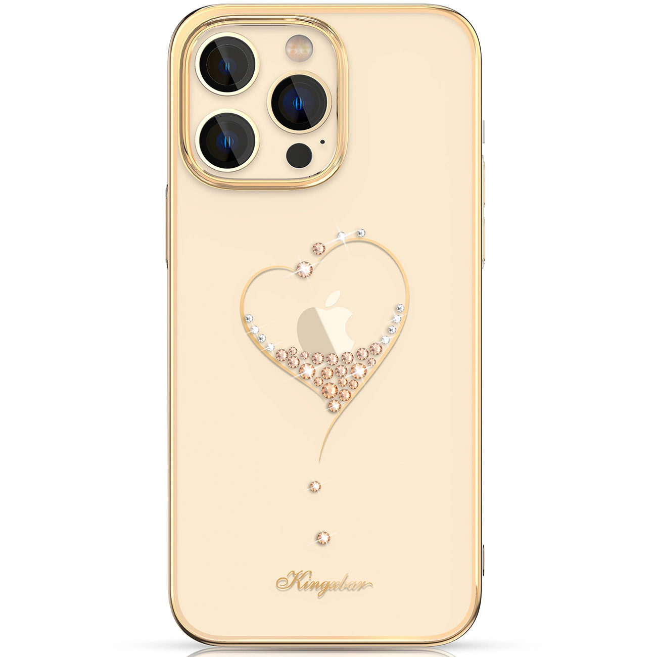 Silicone case with Swarovski crystals Kingxbar Wish Series for iPhone 14 Plus - gold