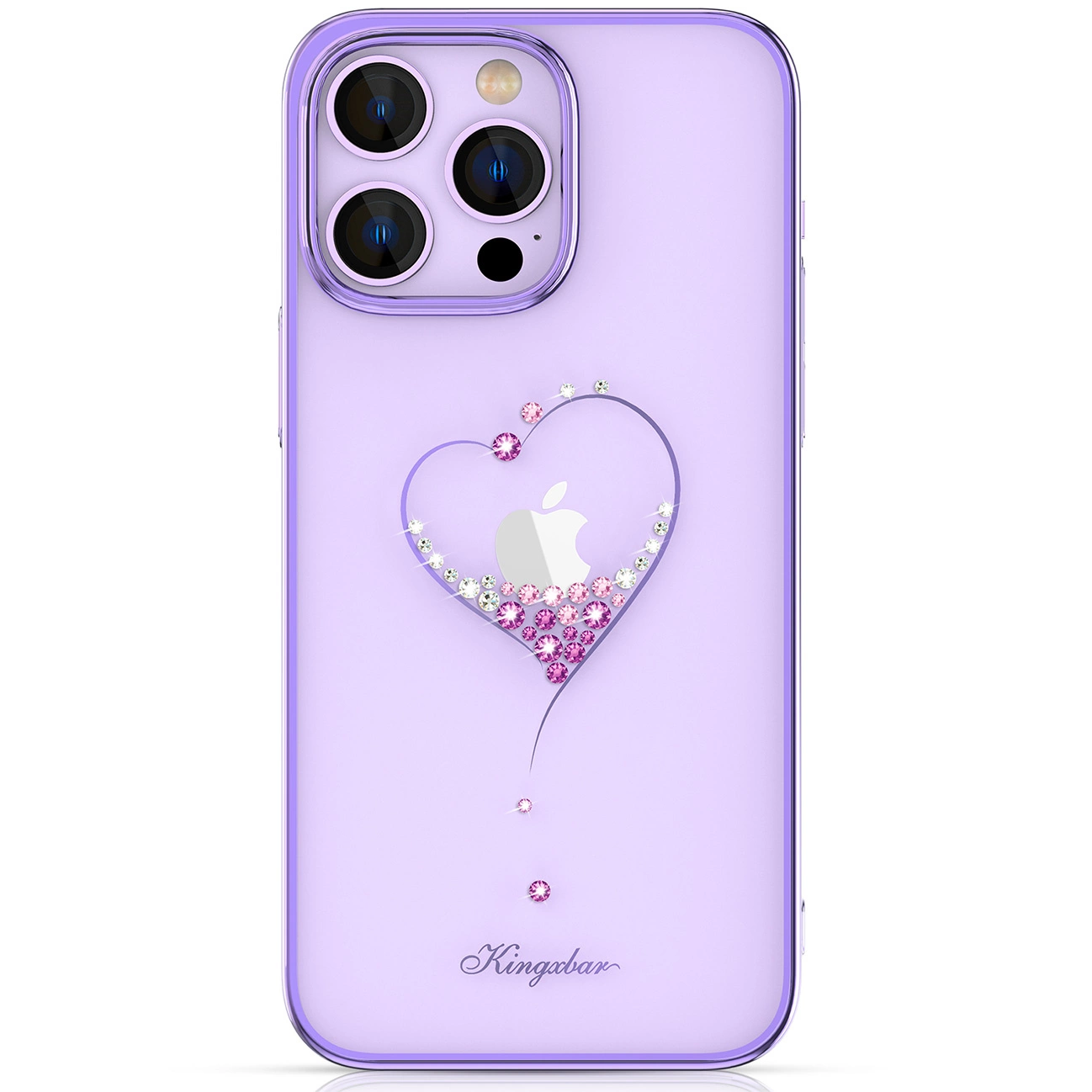 Silicone case with Swarovski crystals Kingxbar Wish Series for iPhone 14 Plus - purple