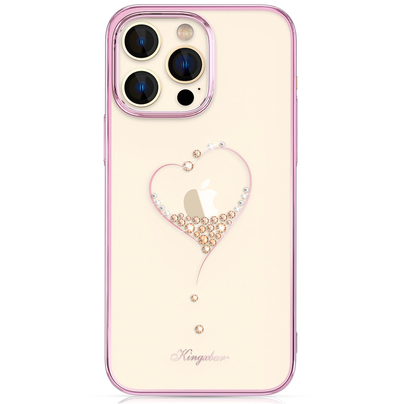 Silicone case with Swarovski Kingxbar Wish Series crystals for iPhone 14 Pro Max - pink