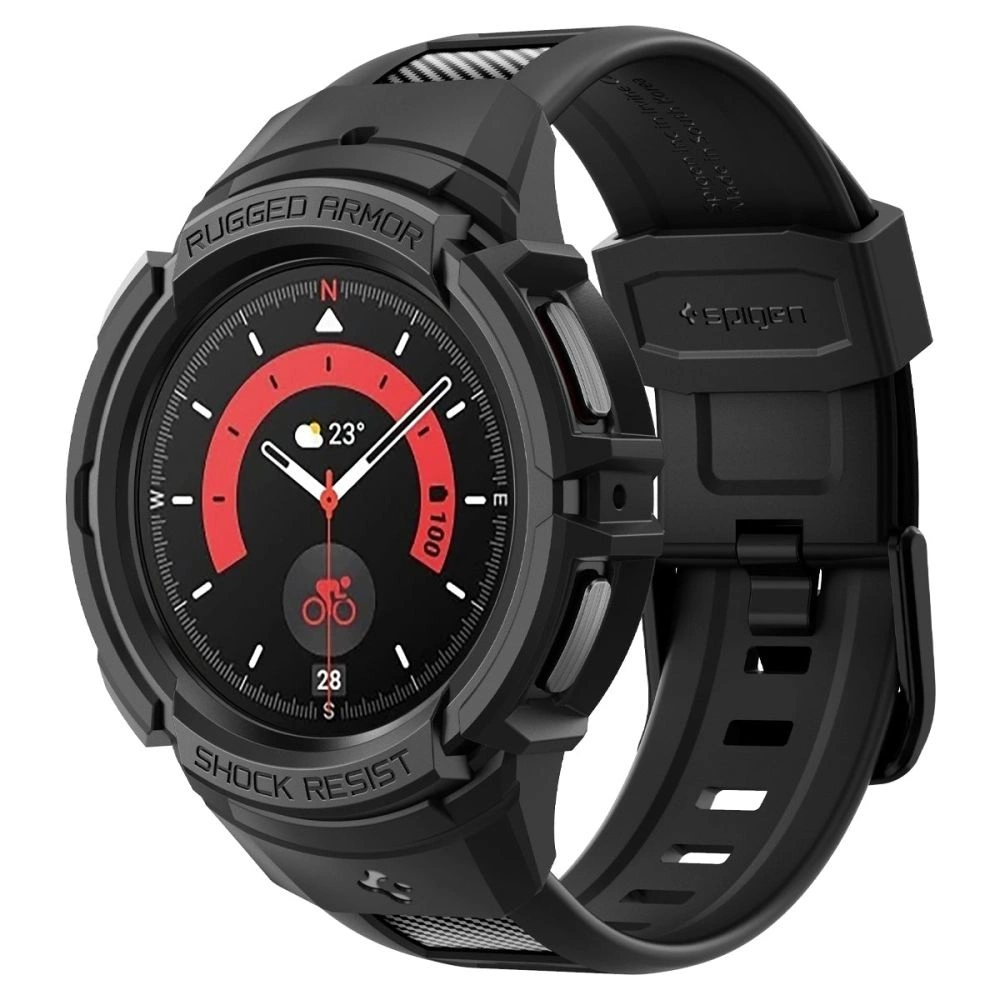 Spigen Rugged Armor Pro Case with Strap for Samsung Galaxy Watch 5 Pro (45mm) - Black