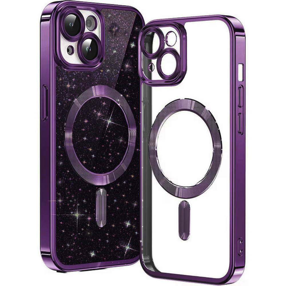 Techsuit - Luxury Glitter MagSafe - iPhone 15 Plus - Deep Purple