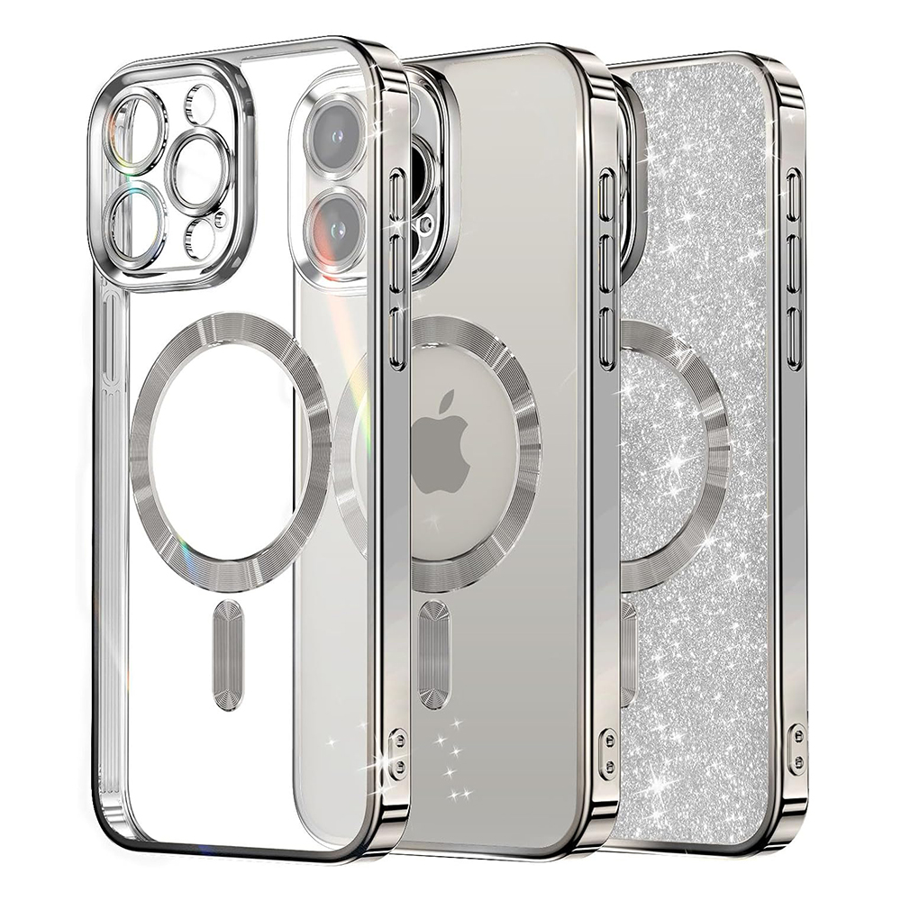 Techsuit - Luxury Glitter MagSafe - iPhone 12 Pro - Silver