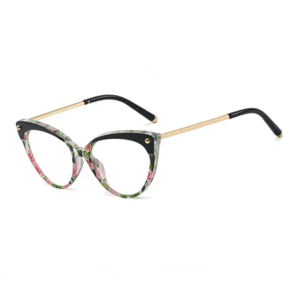 Techsuit - Anti-Blue Light Glasses Reflex TR90 (F93308) - Cat Eye - Black / Flowers