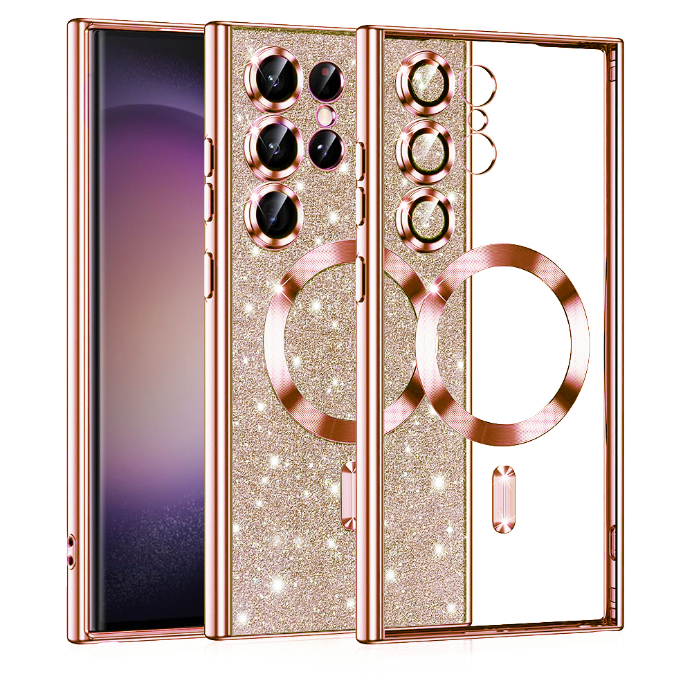 Techsuit - Luxury Glitter MagSafe - Samsung Galaxy S23 Ultra - Rose Gold