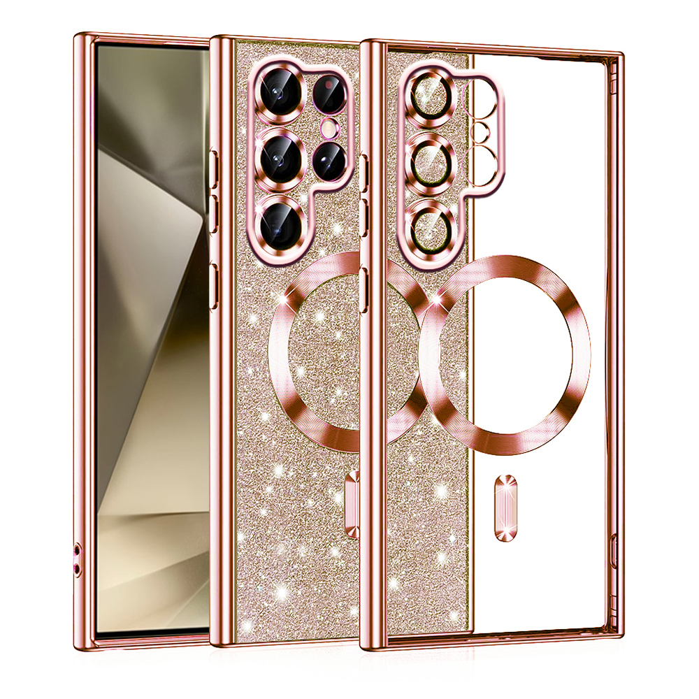 Techsuit - Luxury Glitter MagSafe - Samsung Galaxy S22 Ultra 5G - Rose Gold