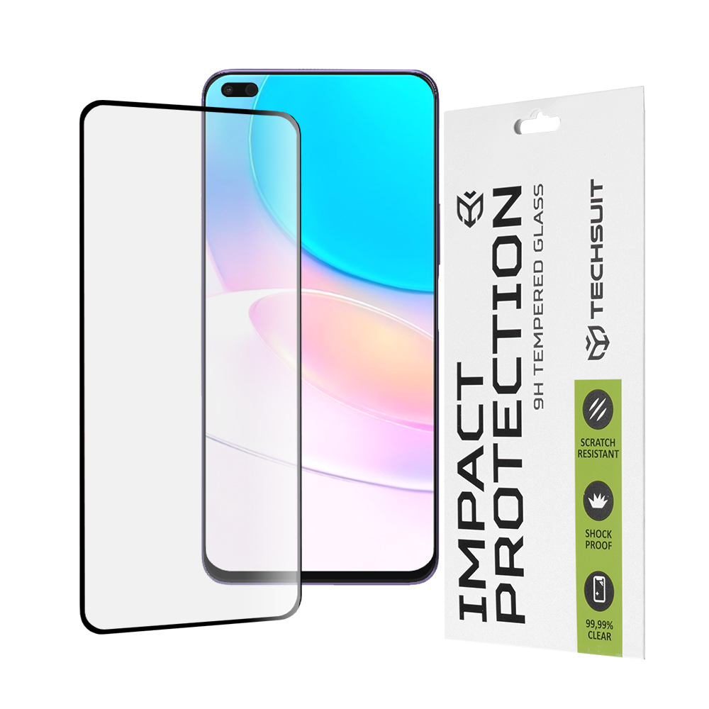 Techsuit - 111D Full Cover / Full Glue Glass - Huawei nova 8i / Honor 50 Lite - Black