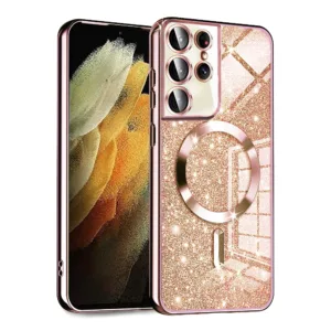 Techsuit - Luxury Glitter MagSafe - Samsung Galaxy S21 Ultra 5G - Rose Gold