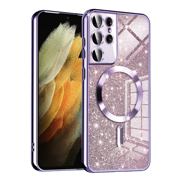 Techsuit - Luxury Glitter MagSafe - Samsung Galaxy S21 Ultra 5G - Light Purple