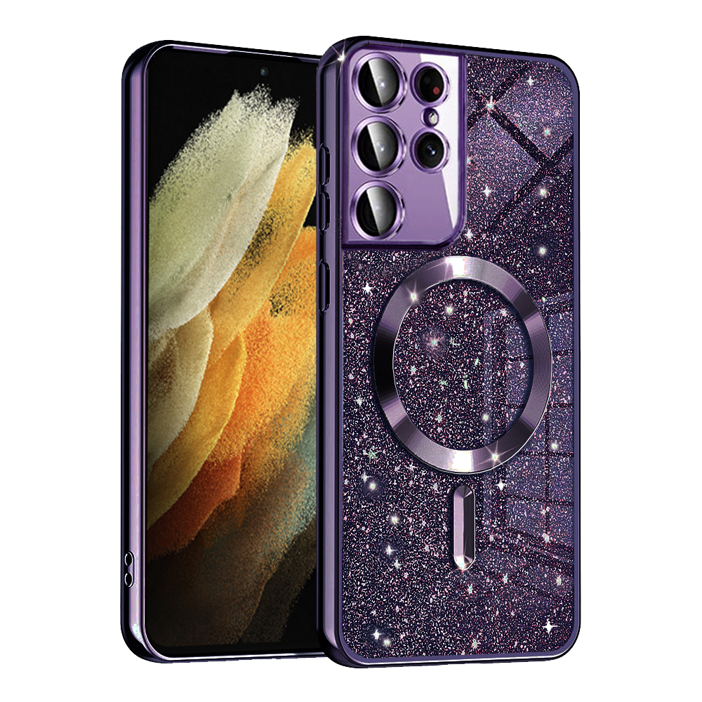 Techsuit - Luxury Glitter MagSafe - Samsung Galaxy S21 Ultra 5G - Deep Purple