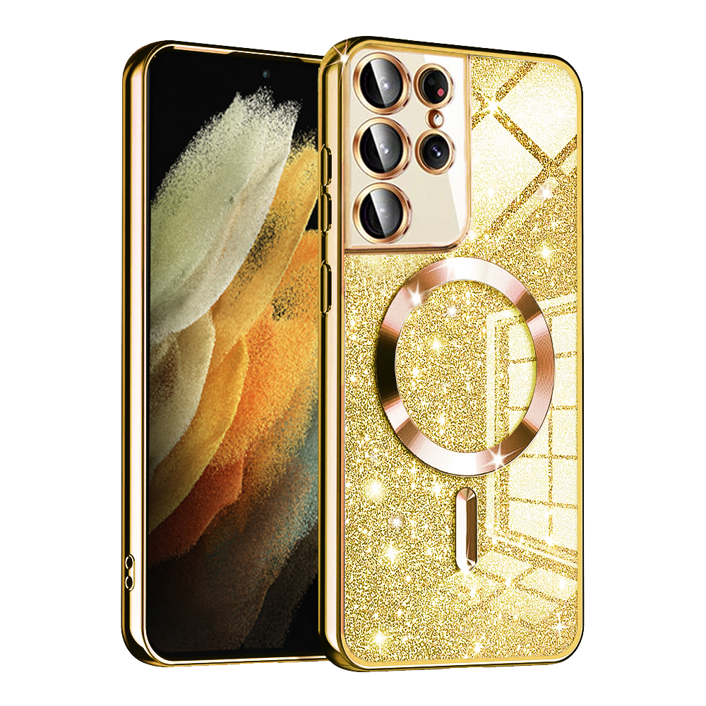 Techsuit - Luxury Glitter MagSafe - Samsung Galaxy S21 Ultra 5G - Gold