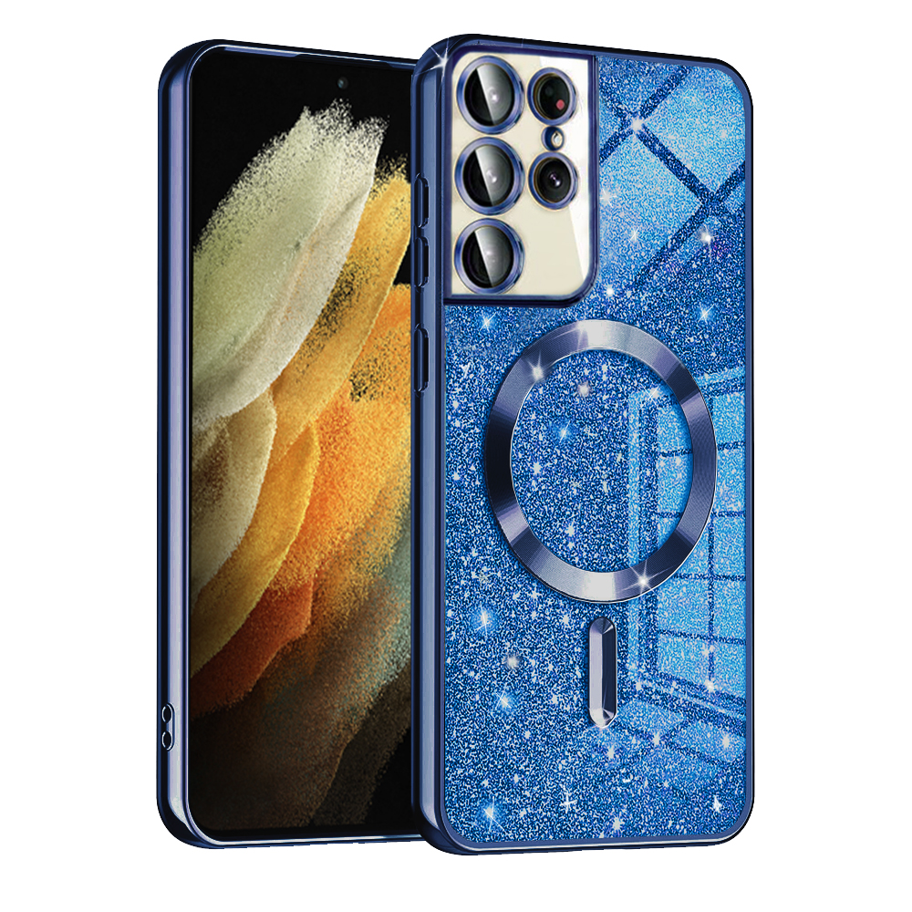 Techsuit - Luxury Glitter MagSafe - Samsung Galaxy S21 Ultra 5G - Deep Blue