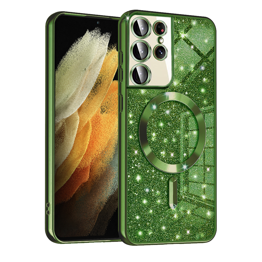 Techsuit - Luxury Glitter MagSafe - Samsung Galaxy S21 Ultra 5G - Deep Green