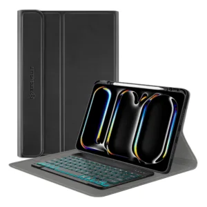 Techsuit - CozyTab Case (with Pencil Holder/RGB Wireless Magnetic Keyboard) - iPad Pro 13 (2024) - Black