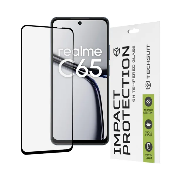 Techsuit - 111D Full Cover / Full Glue Glass - Realme C65 - Black