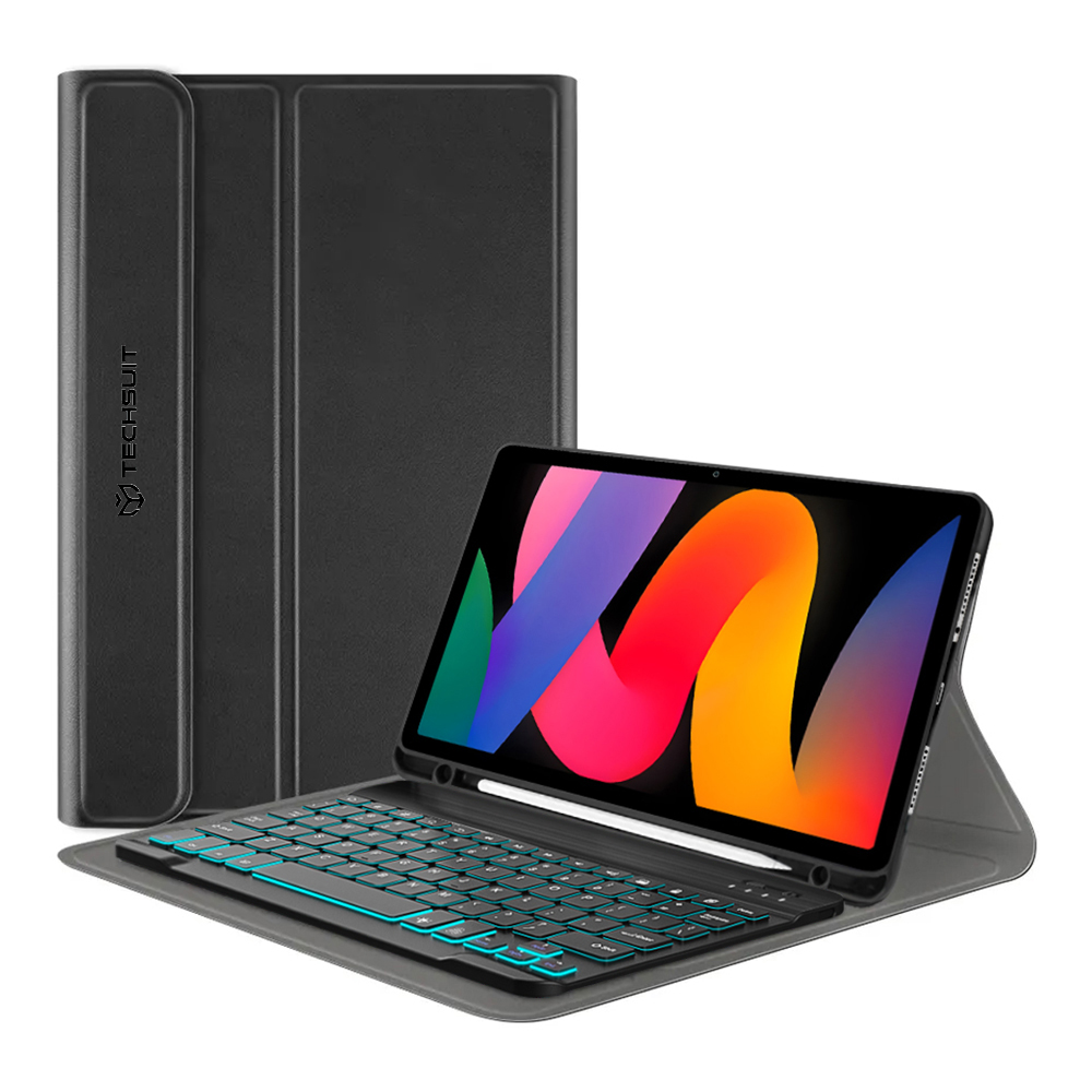 Techsuit - CozyTab Case (with Pencil Holder/RGB Wireless Magnetic Keyboard) - Xiaomi Redmi Pad SE 11 - Black