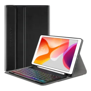 Techsuit - CozyTab Case (with Pencil Holder/RGB Wireless Magnetic Keyboard) - iPad 10.2 (2019 / 2020 / 2021) - Black