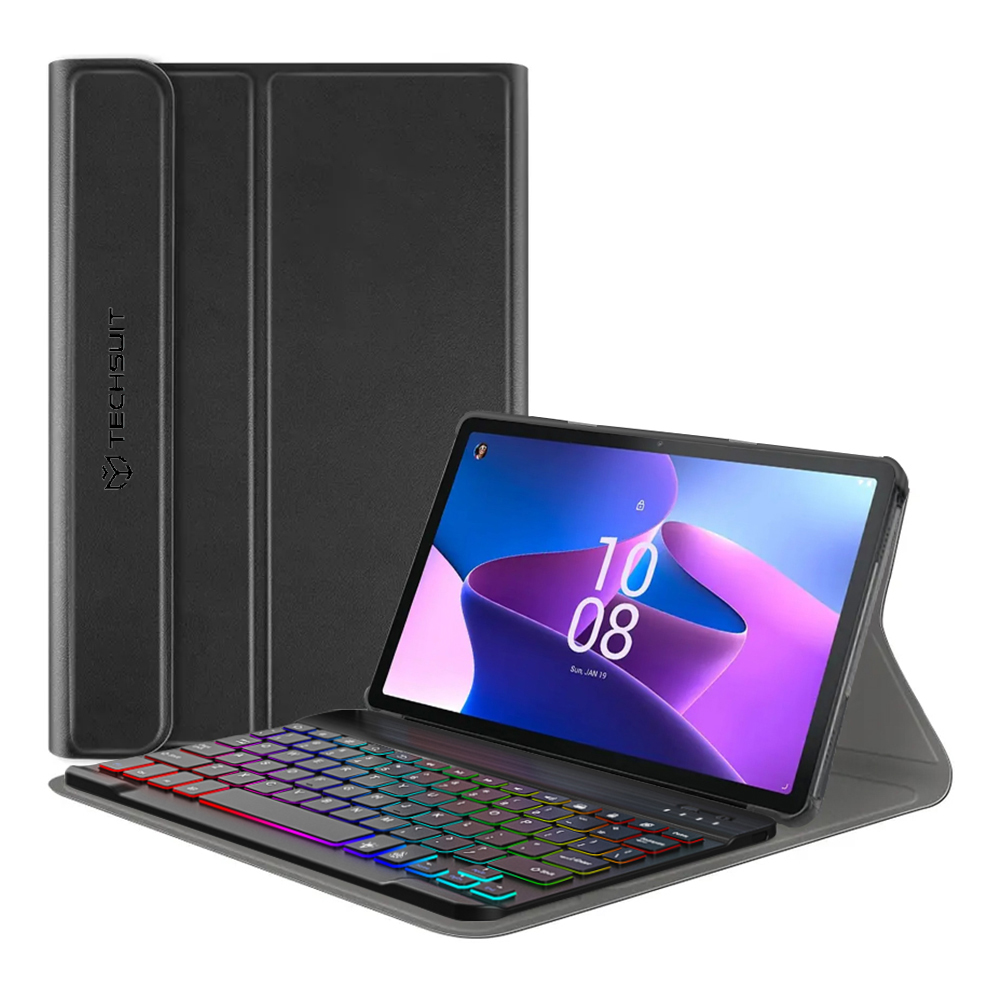 Techsuit - CozyTab Case (with RGB Wireless Magnetic Keyboard) - Lenovo Tab M10 3rd Gen (TB328FU/TB328XU) - Black