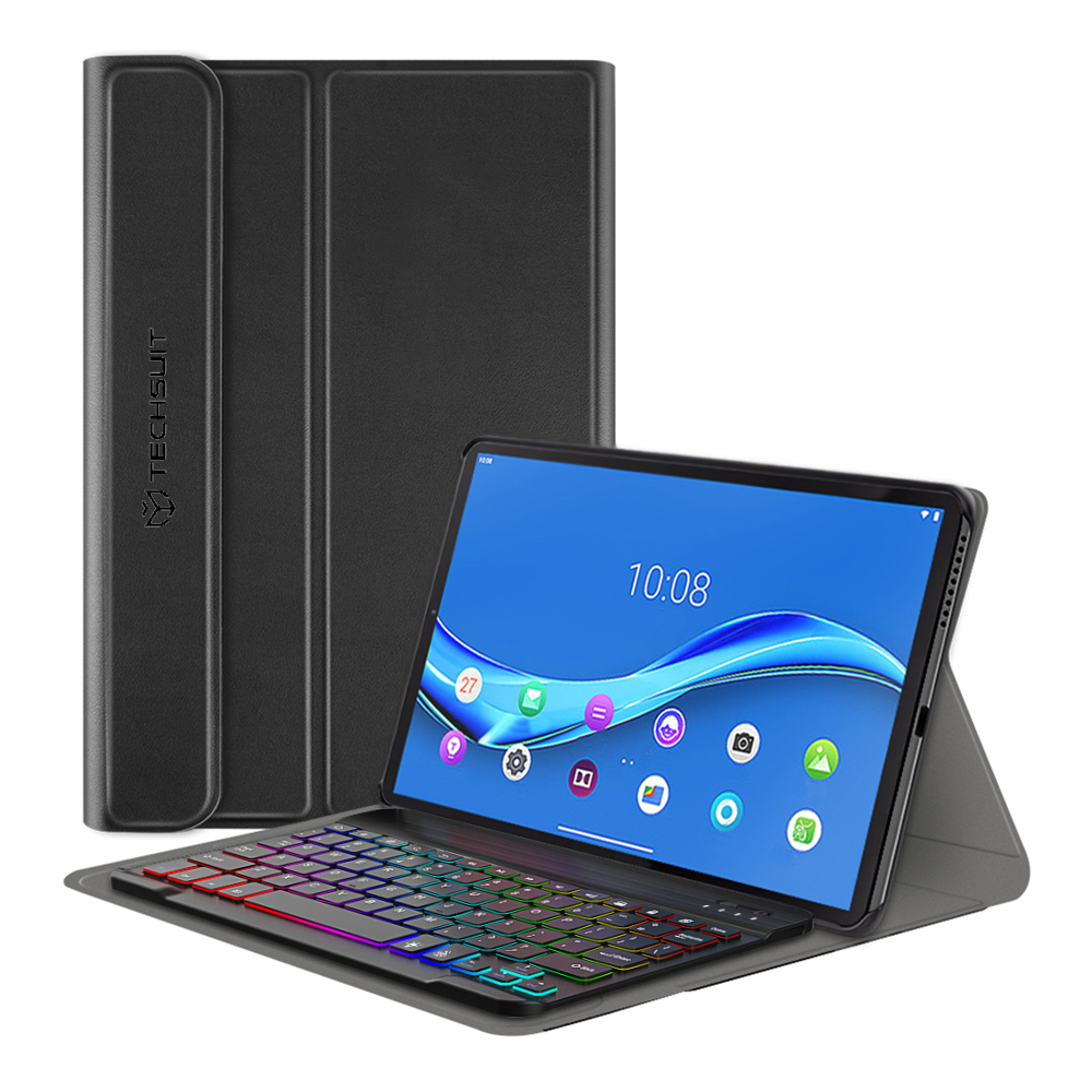 Techsuit - CozyTab Case (with RGB Wireless Magnetic Keyboard) - Lenovo Tab M10 Plus TB-X606F - Black