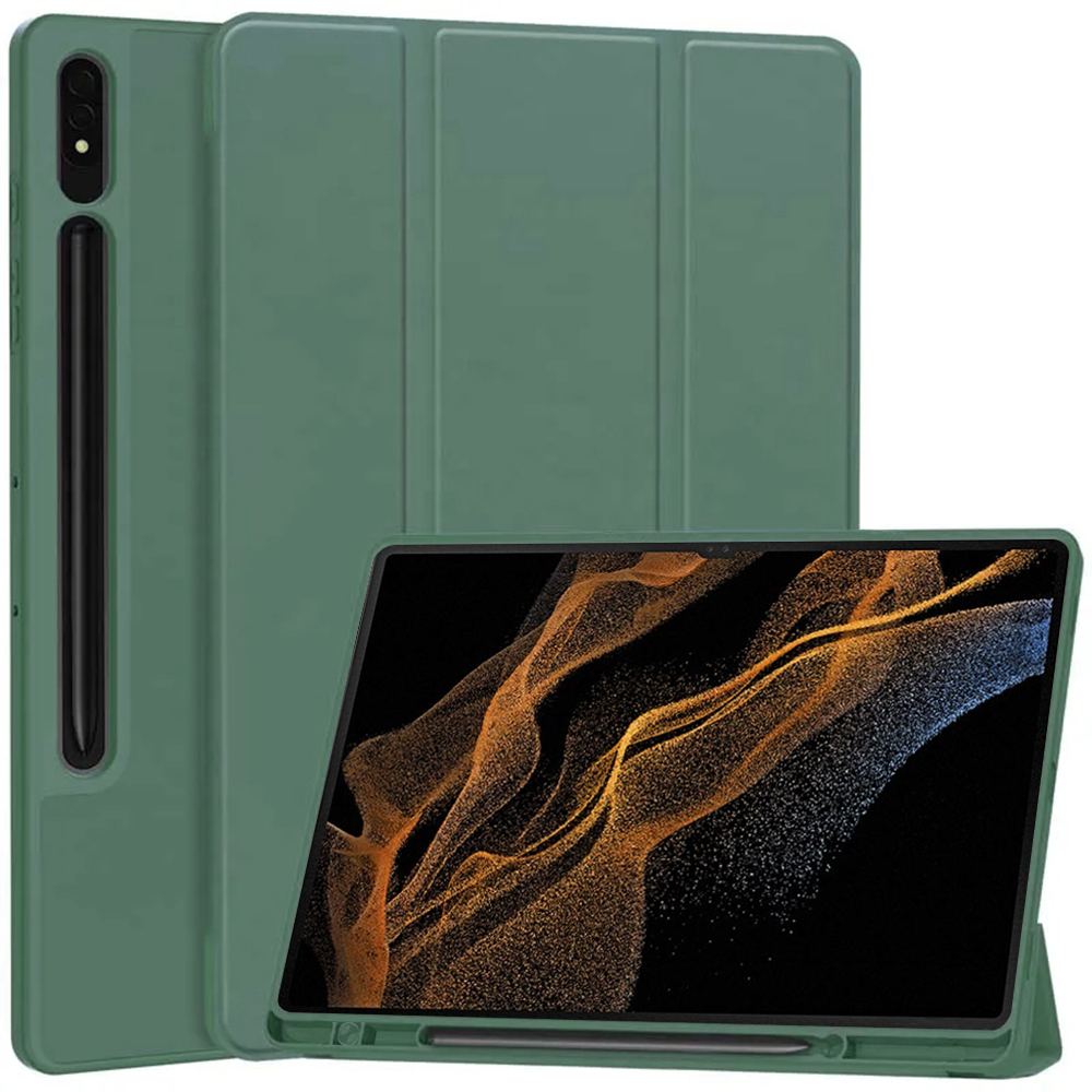 Techsuit - Flex Trifold (with Pencil Holder) - Samsung Galaxy Tab S8 Ultra - Green