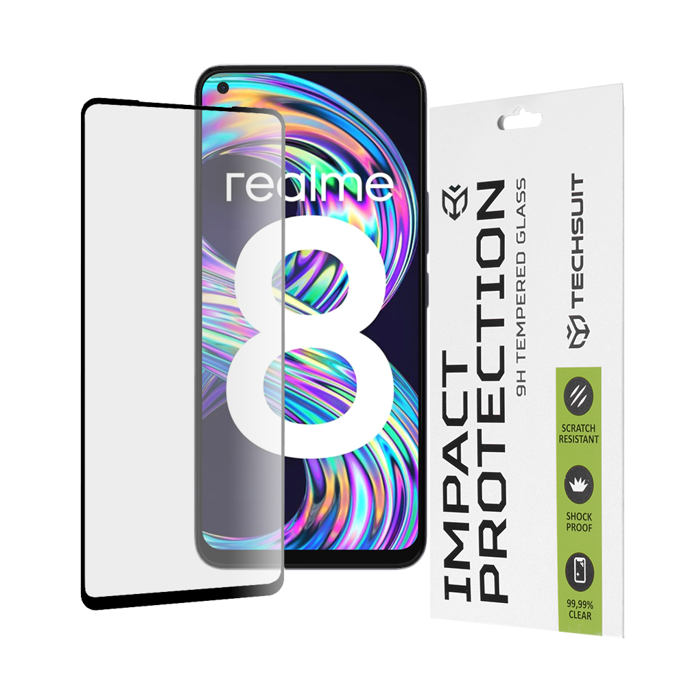 Techsuit - 111D Full Cover / Full Glue Glass - Realme 8 4G / 8 Pro - Black