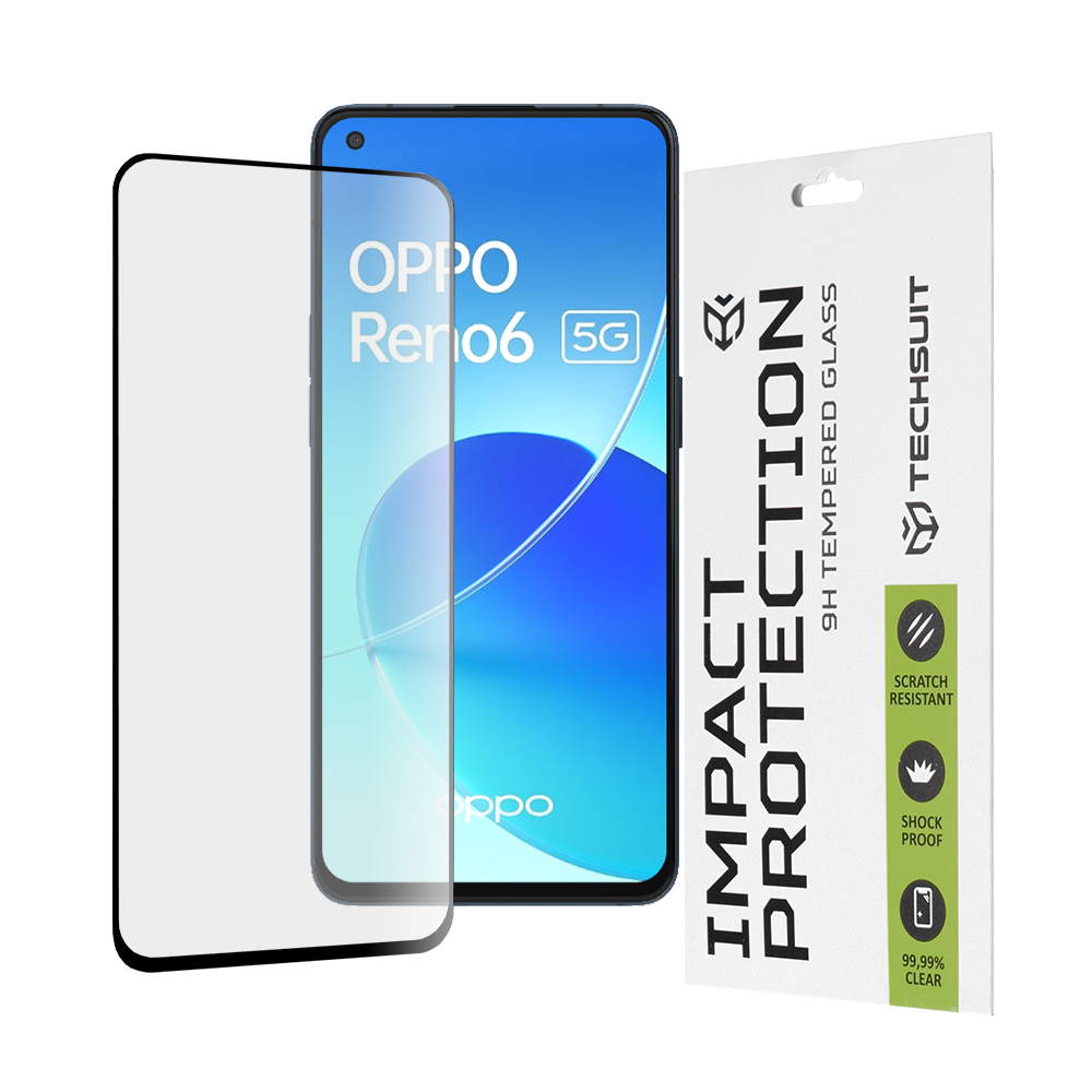 Techsuit - 111D Full Cover / Full Glue Glass - Oppo Reno6 5G (Mediatek) - Black