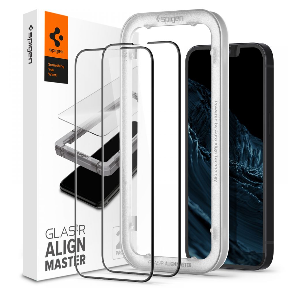 Spigen - Glas.tR Align Master (2 pack) - iPhone 13 / iPhone 13 Pro / iPhone 14 - Black