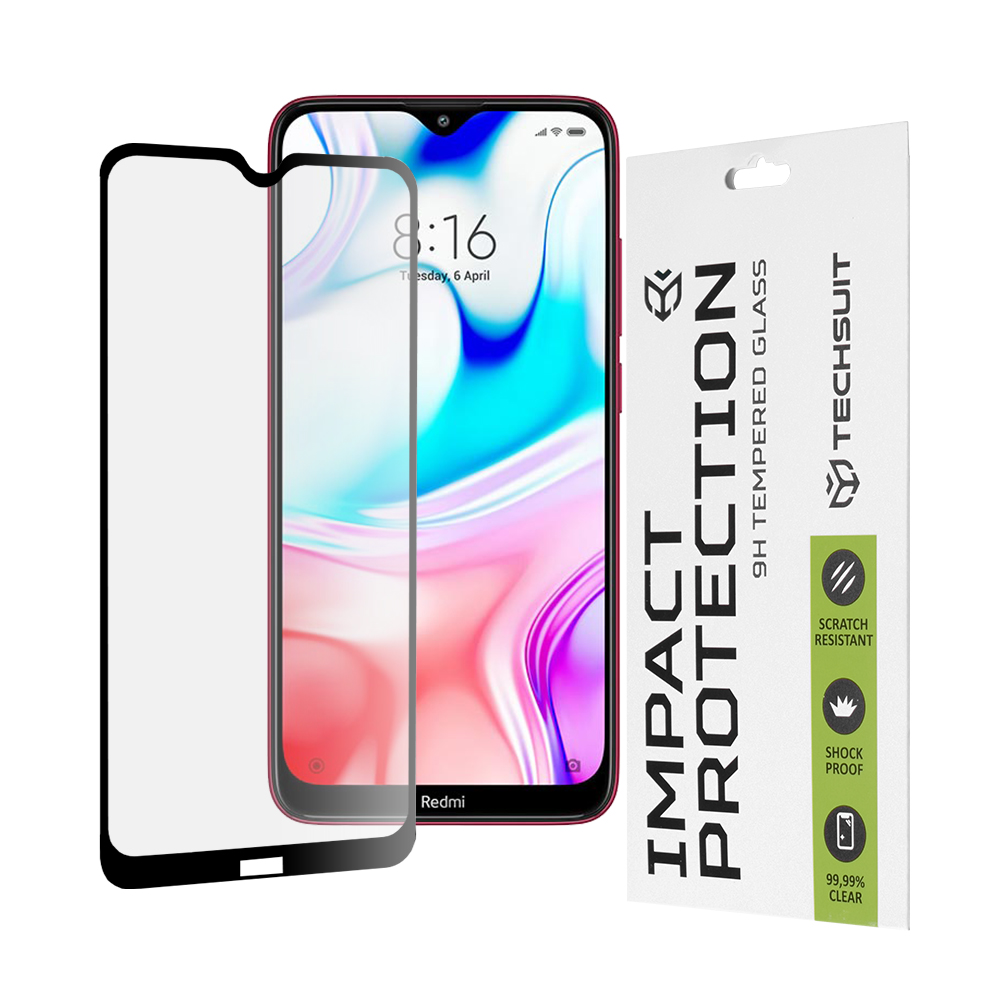 Techsuit - 111D Full Cover / Full Glue Glass - Xiaomi Redmi 8 / Redmi 8A - Black