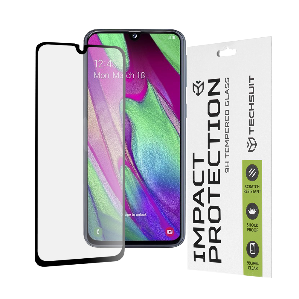 Techsuit - 111D Full Cover / Full Glue Glass - Samsung Galaxy A40 - Black