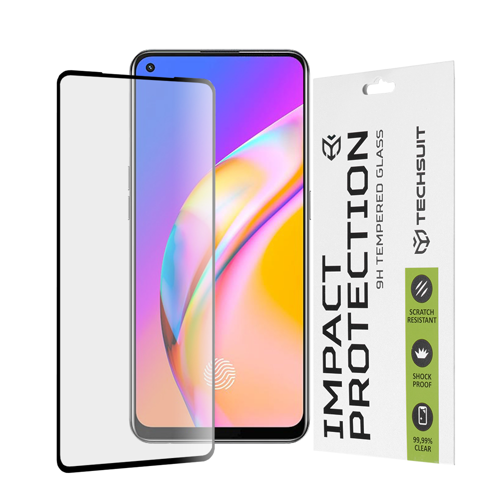 Techsuit - 111D Full Cover/Full Glue Glass -Oppo A74 4G/A94/A95/Find X5 Lite/Reno5 Lite/Z/Reno7 5G/Realme 9 4G/9 Pro+ - Black