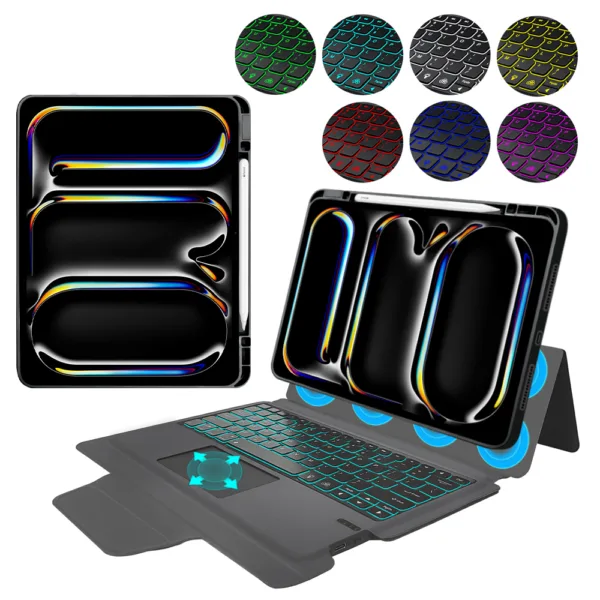 Techsuit - KeyTab Pro (with RGB Wireless Keyboard/Stylus Pen Holder) - iPad Pro 13 (2024) - Black